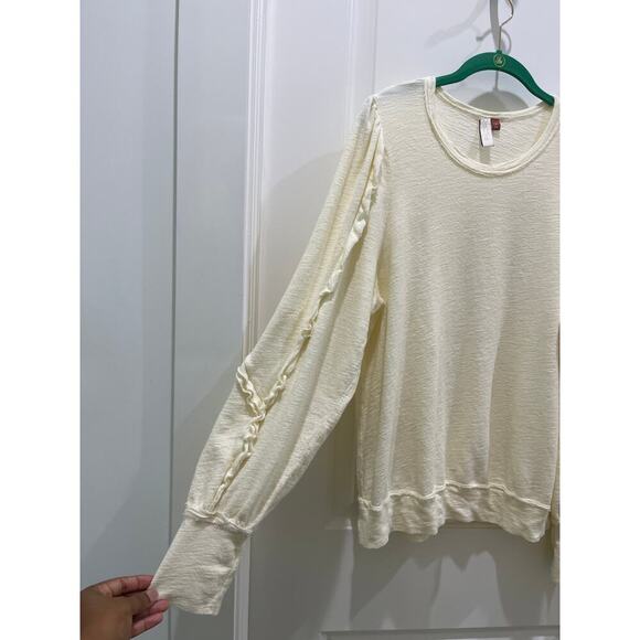 PILCRO Anthropologie Ruffle Sleeve Ivory Pullover Modal Boho Sweater Sz XL - Picture 4 of 7
